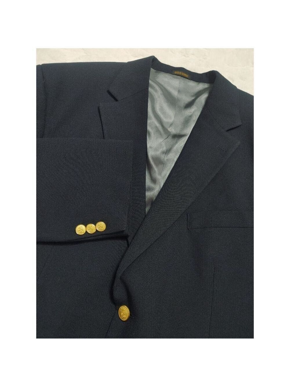 Men's Stafford Navy Blue Hopsack Sport Coat Blazer 44R with Gold Buttons